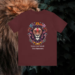 Stop And Smell The Flowers - Lion - Unisex Jersey Slim Tee
